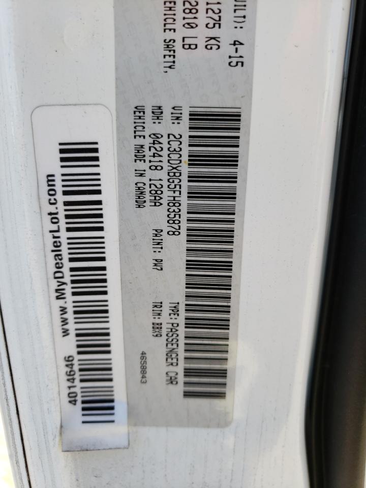 Photo 10 from auction – 2015 DODGE CHARGER SE with VIN 2C3CDXBG5FH835878