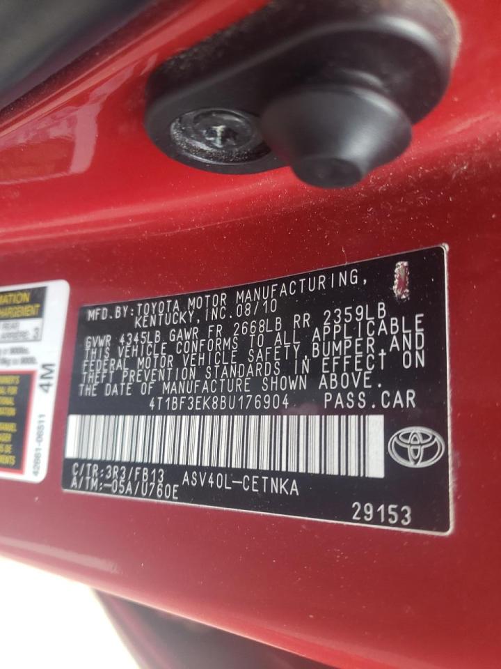 Photo 10 from auction – 2011 TOYOTA CAMRY BASE with VIN 4T1BF3EK8BU176904