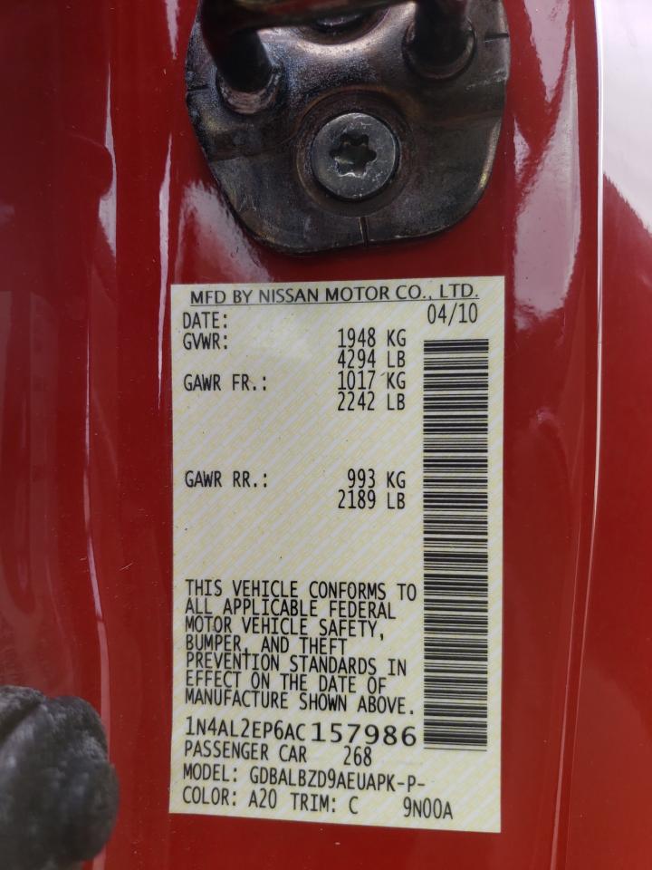 Photo 10 from auction – 2010 NISSAN ALTIMA S with VIN 1N4AL2EP6AC157986