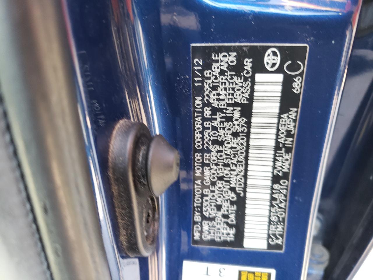 Photo 10 from auction – 2013 TOYOTA PRIUS V with VIN JTDZN3EUXD3201379