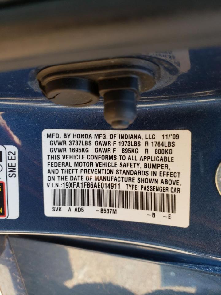 Photo 10 from auction – 2010 HONDA CIVIC EX with VIN 19XFA1F86AE014911
