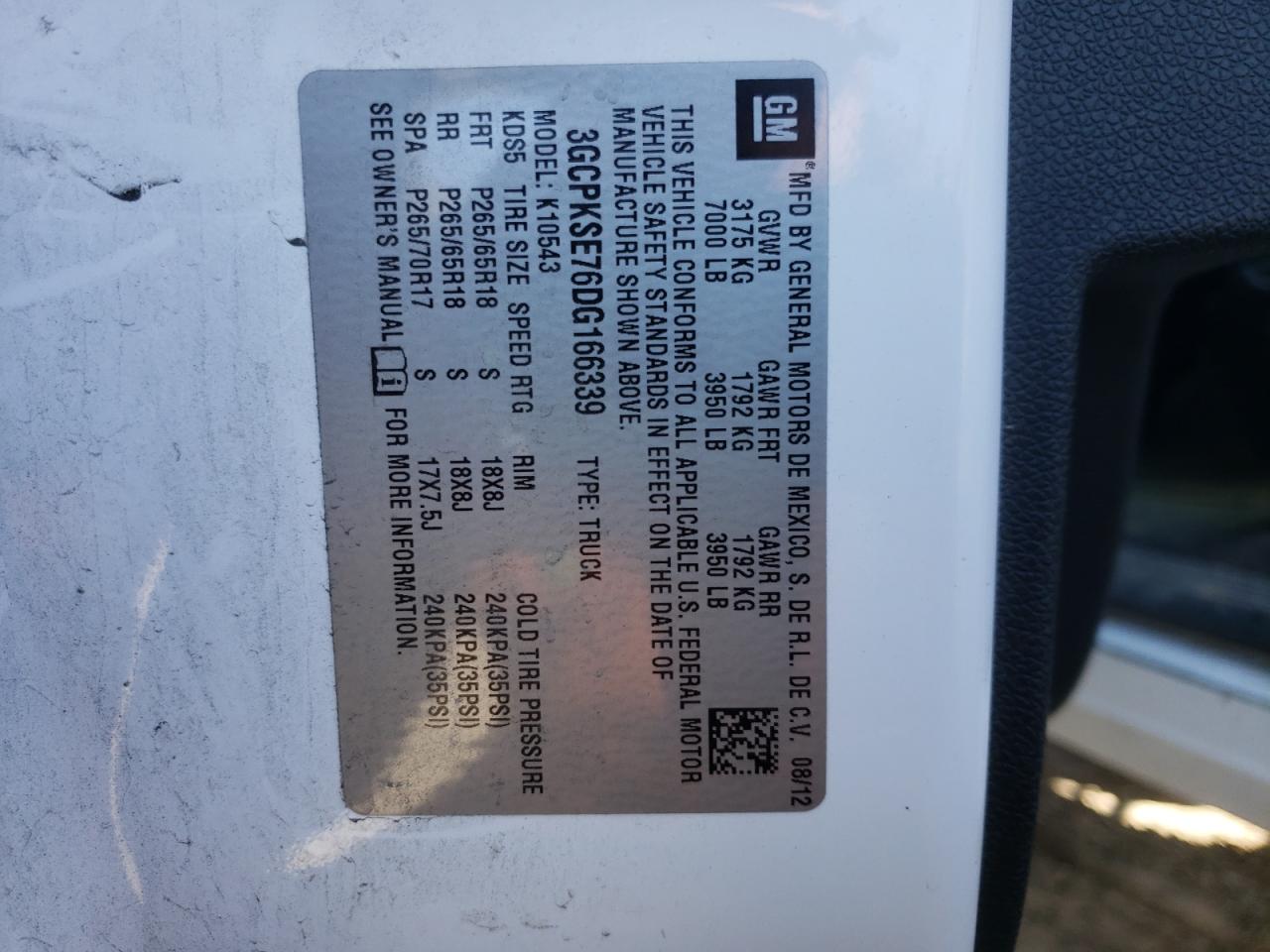 Photo 11 from auction – 2013 CHEVROLET SILVERADO with VIN 3GCPKSE76DG166339