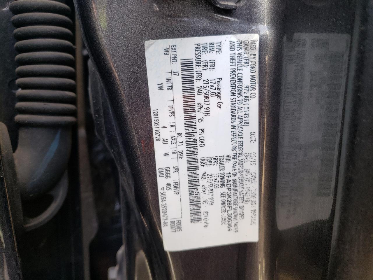Photo 10 from auction – 2015 FORD FOCUS SE with VIN 1FADP3K26FL306369