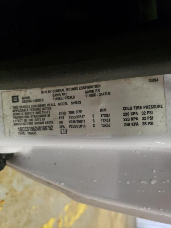 Photo 10 from auction – 2004 CHEVROLET COLORADO with VIN 1GCCS196248168752