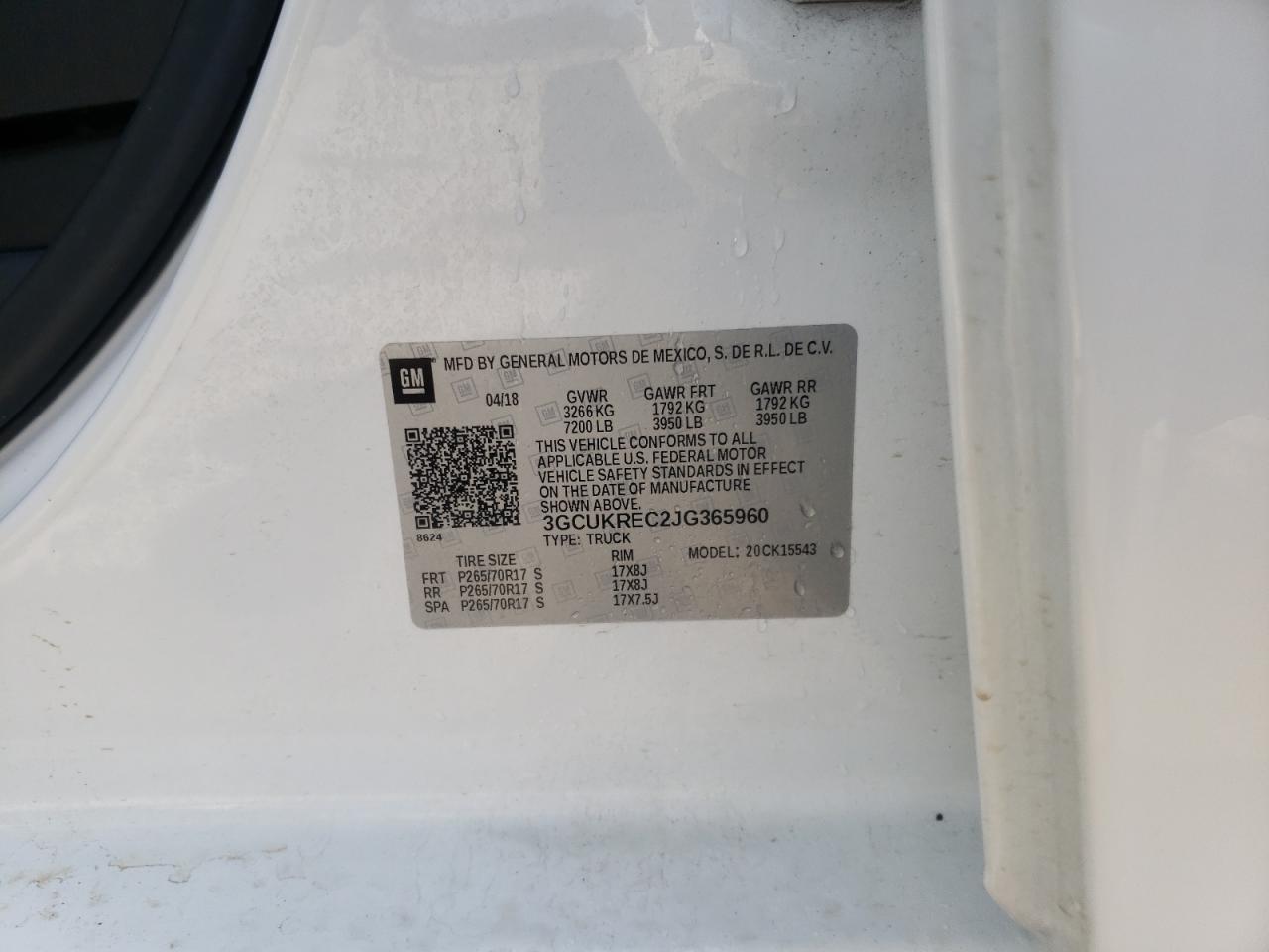 Photo 10 from auction – 2018 CHEVROLET SILVERADO with VIN 3GCUKREC2JG365960