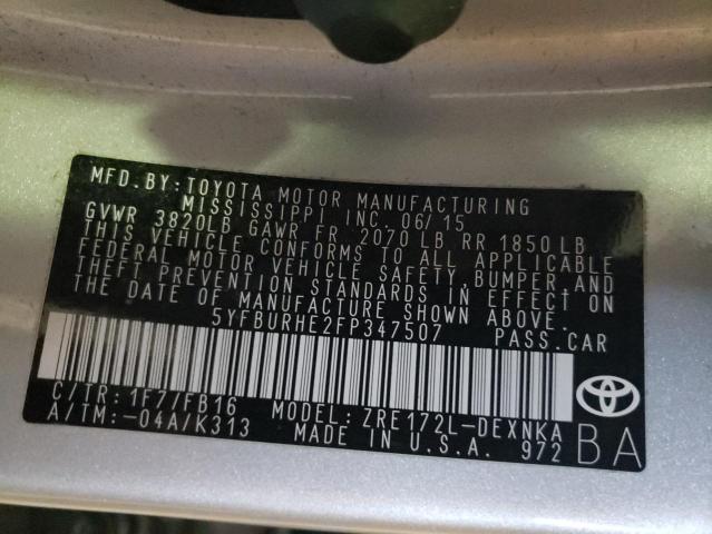 Photo 10 from auction – 2015 TOYOTA COROLLA L with VIN 5YFBURHE2FP347507