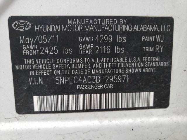 Photo 10 from auction – 2011 HYUNDAI SONATA SE with VIN 5NPEC4AC3BH295971