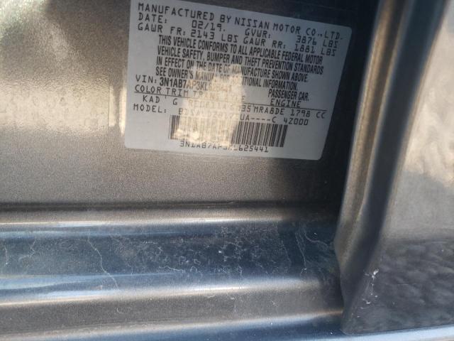 Photo 10 from auction – 2019 NISSAN SENTRA S with VIN 3N1AB7AP3KL625441