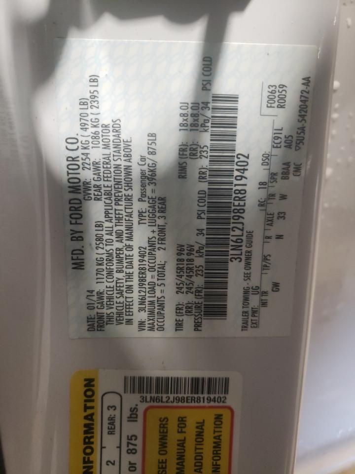 Photo 10 from auction – 2014 LINCOLN MKZ with VIN 3LN6L2J98ER819402