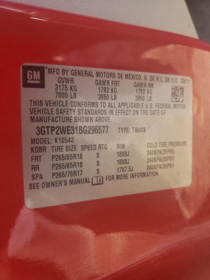 Photo 10 from auction – 2011 GMC SIERRA with VIN 3GTP2WE31BG296577