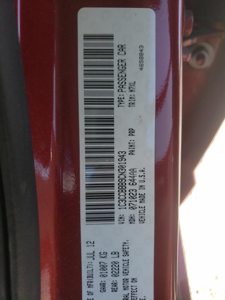 Photo 10 from auction – 2012 CHRYSLER 200 TOURIN with VIN 1C3CCBBB9CN301943