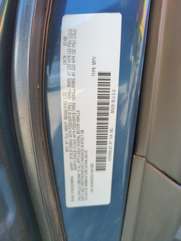 Photo 10 from auction – 2007 SUBARU B9 TRIBECA with VIN 4S4WX85D274407929