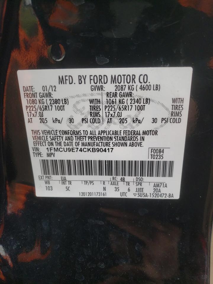 Photo 10 from auction – 2012 FORD ESCAPE LIM with VIN 1FMCU9E74CKB90417