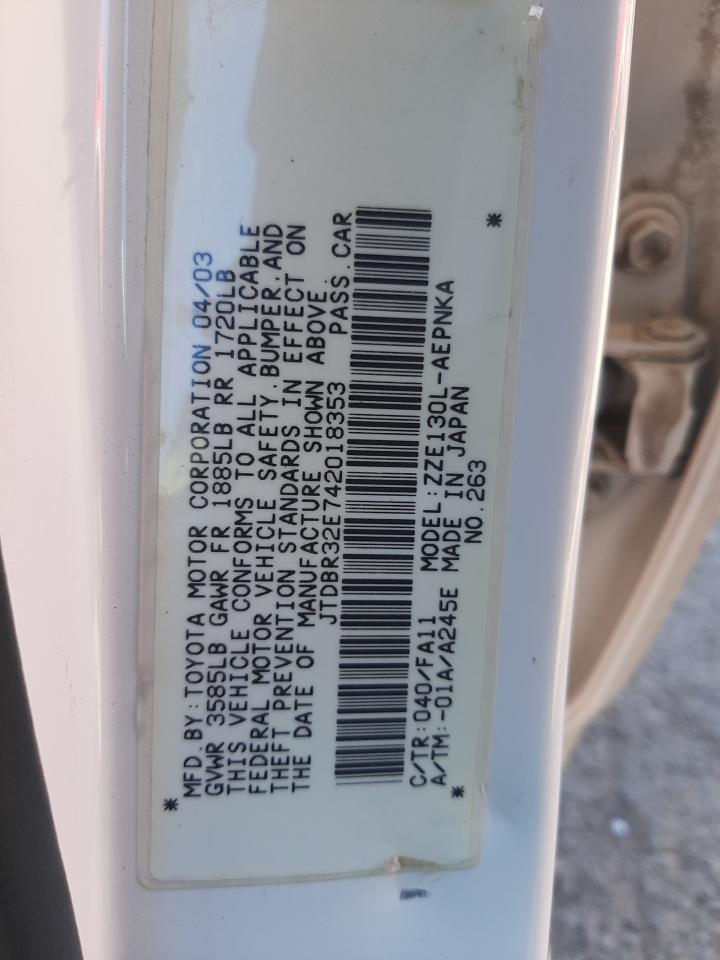 Photo 10 from auction – 2004 TOYOTA COROLLA CE with VIN JTDBR32E742018353