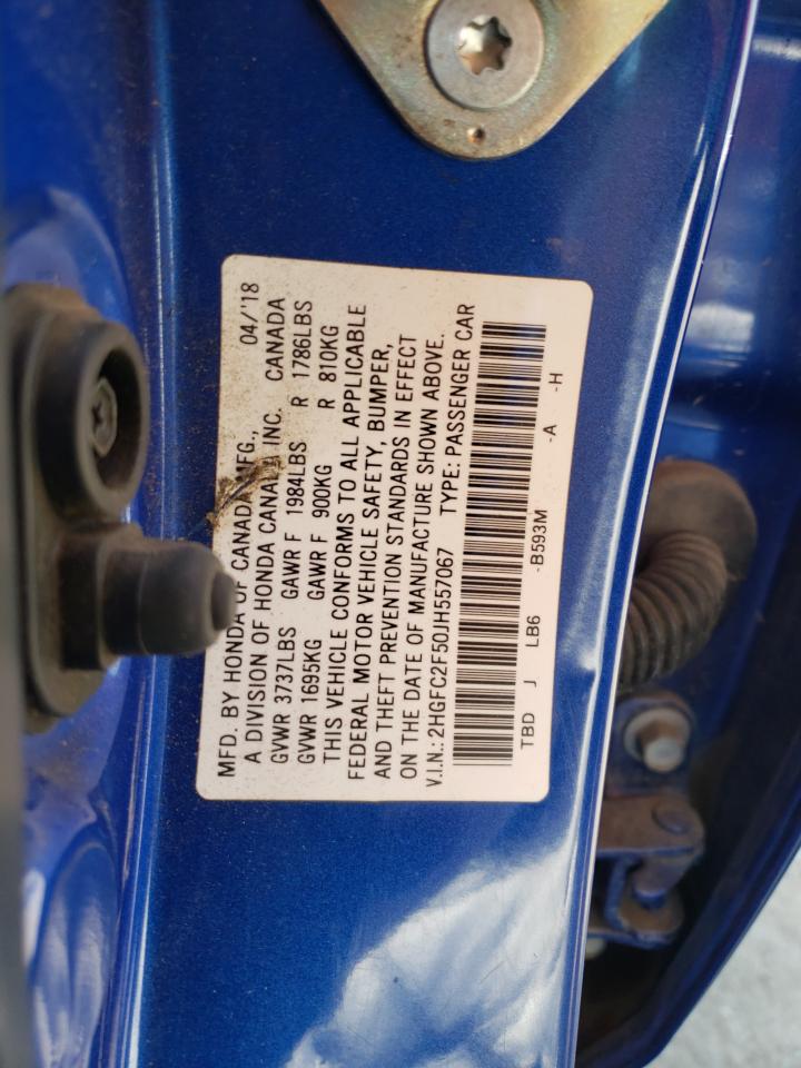 Photo 10 from auction – 2018 HONDA CIVIC LX with VIN 2HGFC2F50JH557067