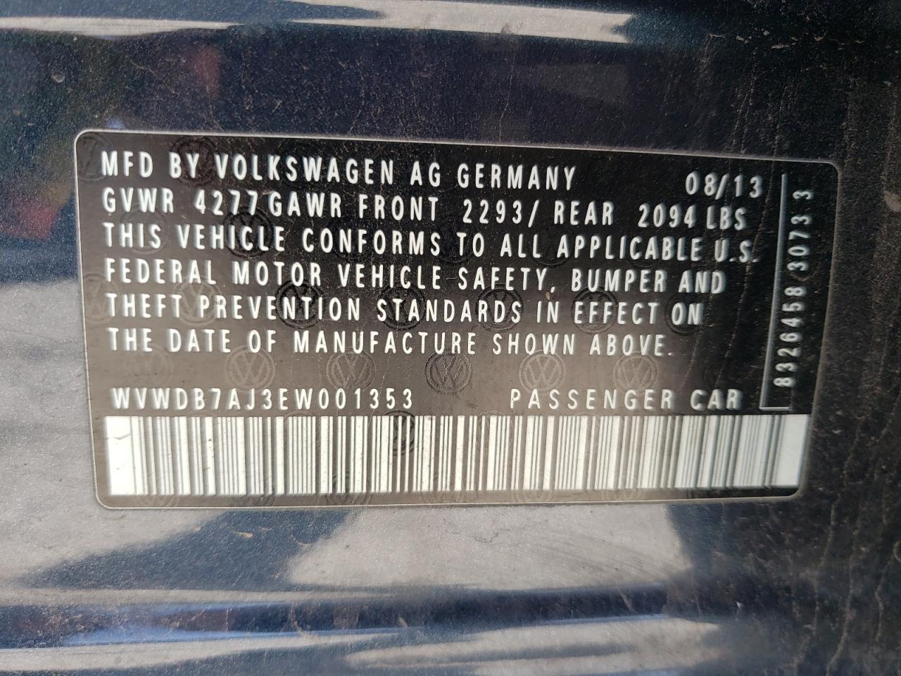 Photo 10 from auction – 2014 VOLKSWAGEN GOLF with VIN WVWDB7AJ3EW001353