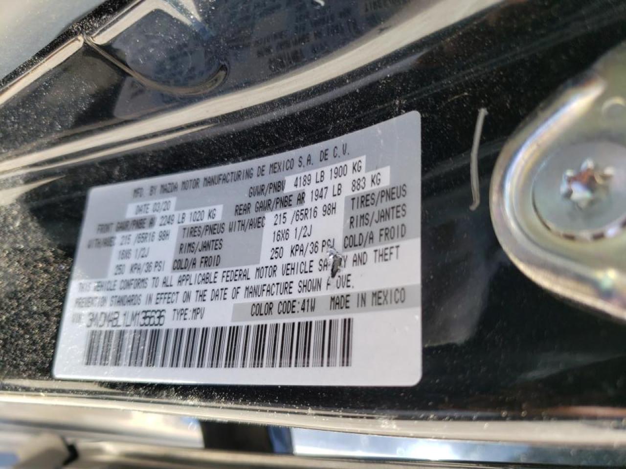 Photo 10 from auction – 2020 MAZDA CX-30 with VIN 3MVDMABL1LM135636