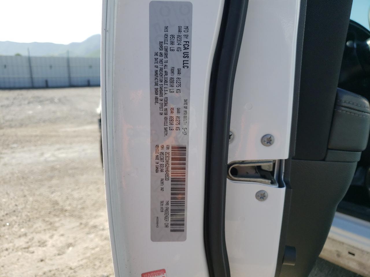Photo 10 from auction – 2017 DODGE CHARGER SX with VIN 2C3CDXHG2HH649533