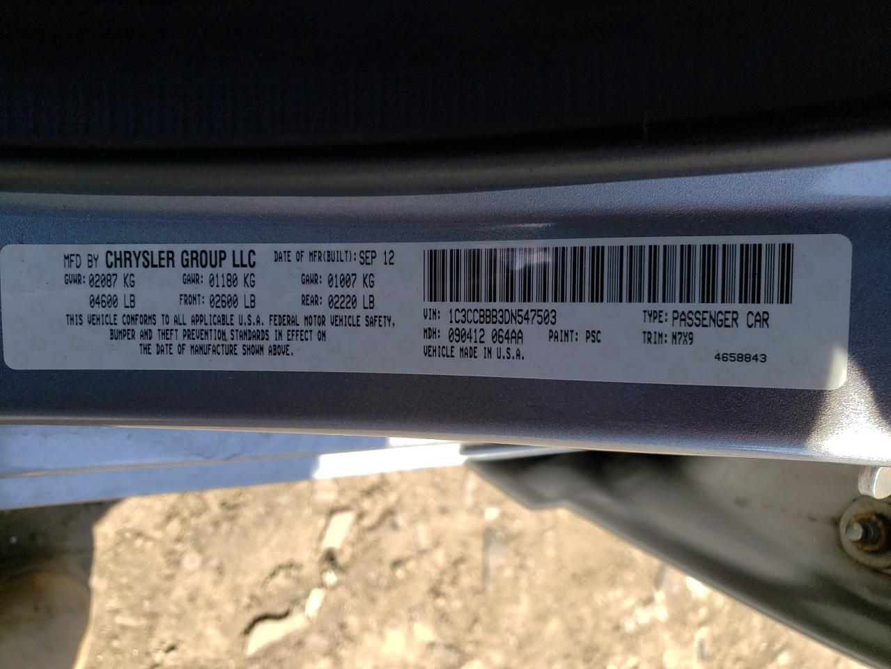 صورة رقم 10 من المزاد - 2013 CHRYSLER 200 TOURIN مع VIN 1C3CCBBB3DN547503