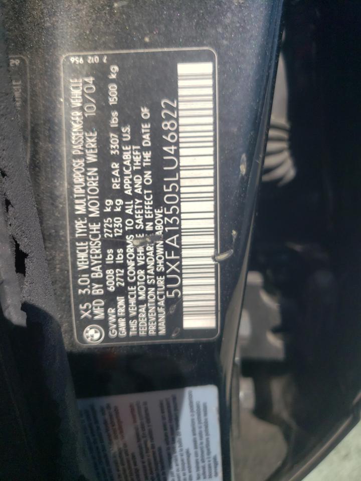 Photo 10 from auction – 2005 BMW X5 3.0I with VIN 5UXFA13505LU46822