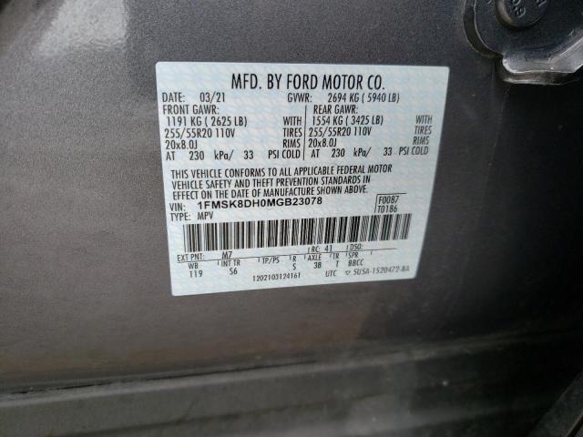 Photo 10 from auction – 2021 FORD EXPLORER X with VIN 1FMSK8DH0MGB23078