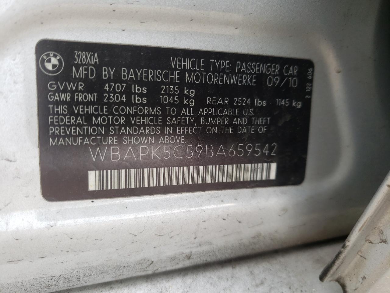 Photo 10 from auction – 2011 BMW 328 XI SUL with VIN WBAPK5C59BA659542