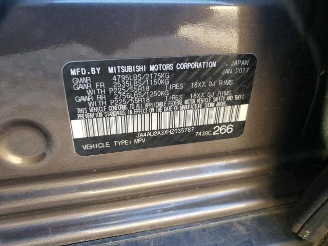 Photo 10 from auction – 2017 MITSUBISHI OUTLANDER with VIN JA4AD2A3XHZ035787