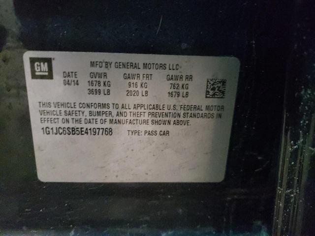 Photo 10 from auction – 2014 CHEVROLET SONIC LT with VIN 1G1JC6SB5E4197768