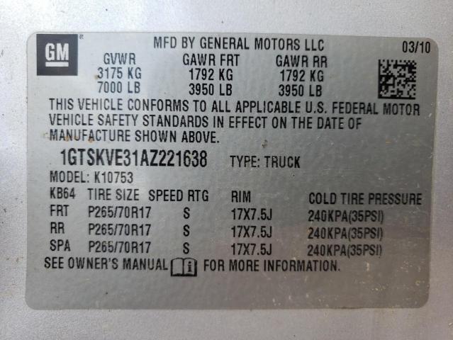 Photo 10 from auction – 2010 GMC SIERRA K15 with VIN 1GTSKVE31AZ221638