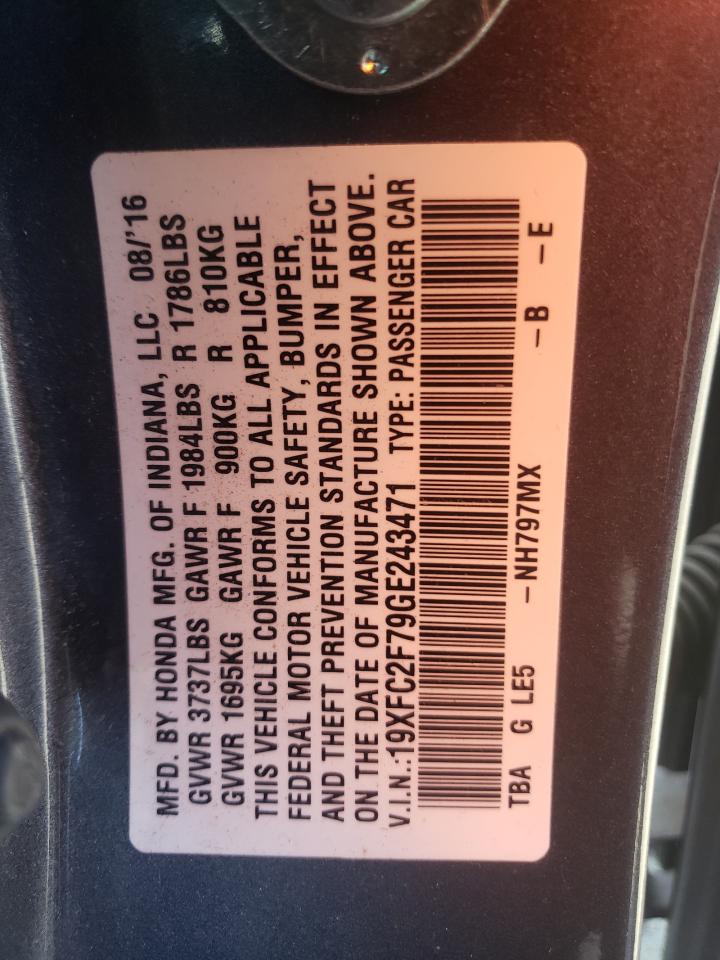 Photo 10 from auction – 2016 HONDA CIVIC EX with VIN 19XFC2F79GE243471