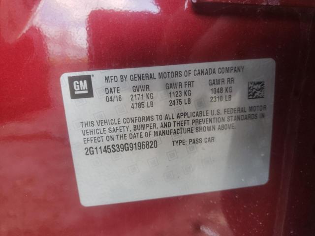 Photo 10 from auction – 2016 CHEVROLET IMPALA LTZ with VIN 2G1145S39G9196820