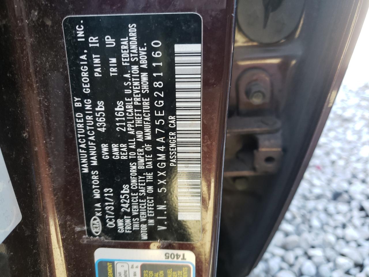 Photo 10 from auction – 2014 KIA OPTIMA LX with VIN 5XXGM4A75EG281160