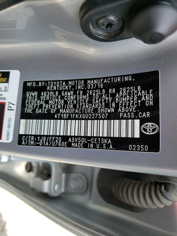 Photo 10 from auction – 2016 TOYOTA CAMRY LE with VIN 4T1BF1FKXGU227507