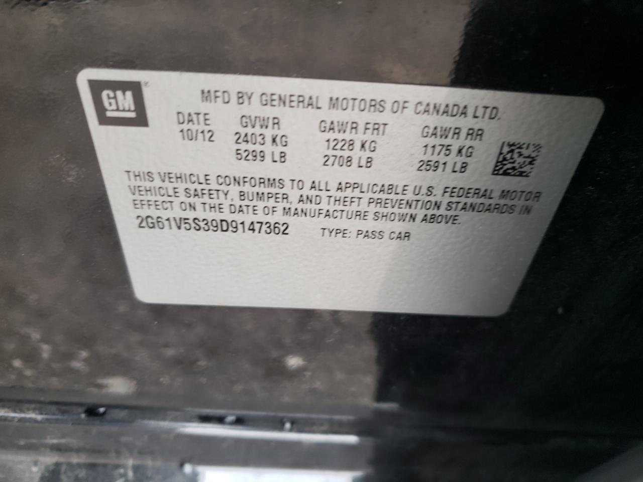 Photo 10 from auction – 2013 CADILLAC XTS PLATIN with VIN 2G61V5S39D9147362