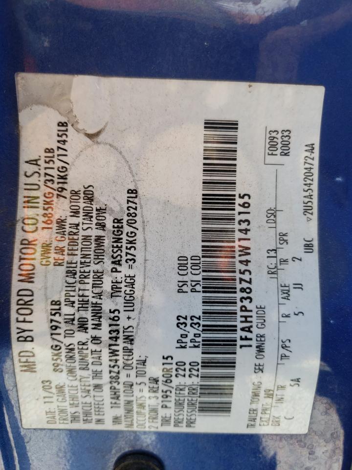 Photo 10 from auction – 2004 FORD FOCUS with VIN 1FAHP38Z54W143165