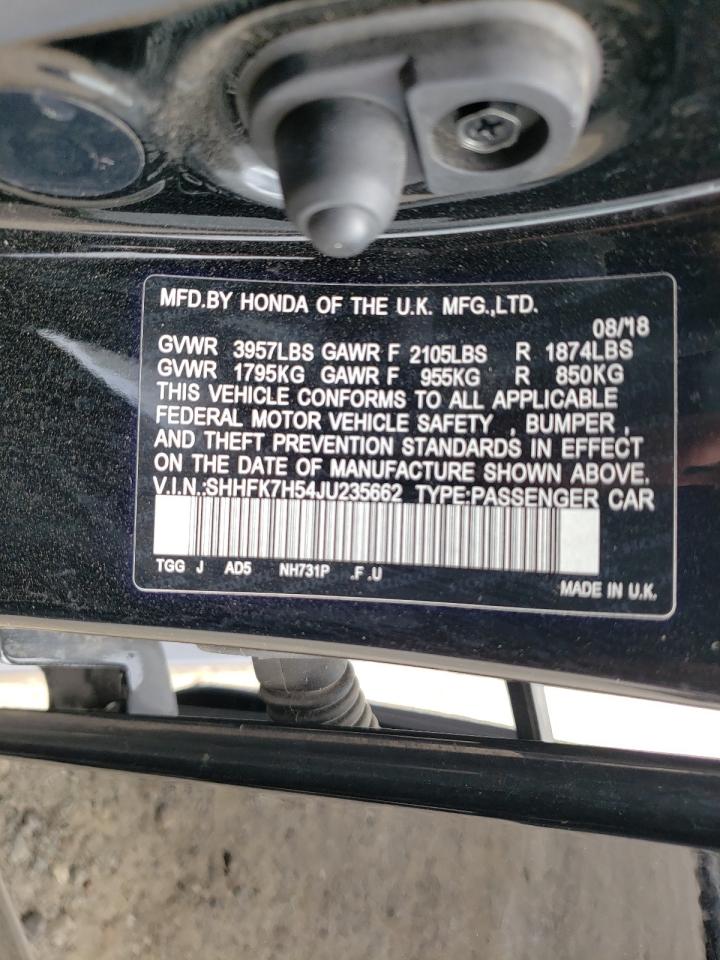 Photo 10 from auction – 2018 HONDA CIVIC EX with VIN SHHFK7H54JU235662