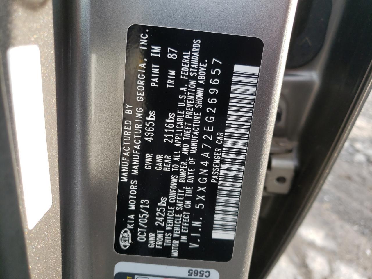 Photo 10 from auction – 2014 KIA OPTIMA EX with VIN 5XXGN4A72EG269657