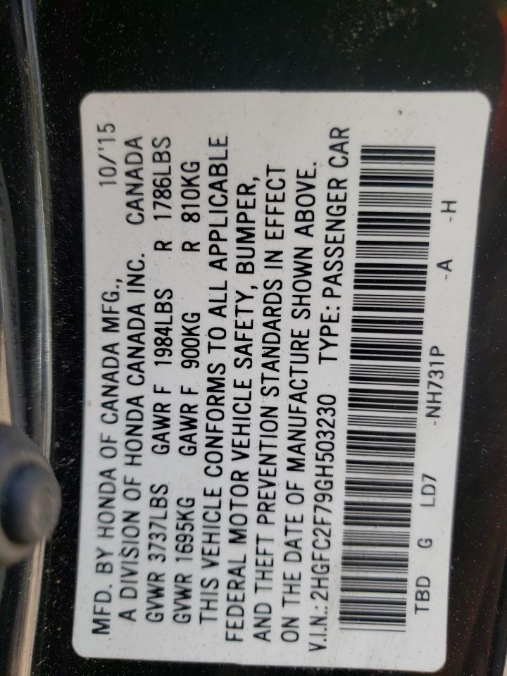 Photo 10 from auction – 2016 HONDA CIVIC EX with VIN 2HGFC2F79GH503230