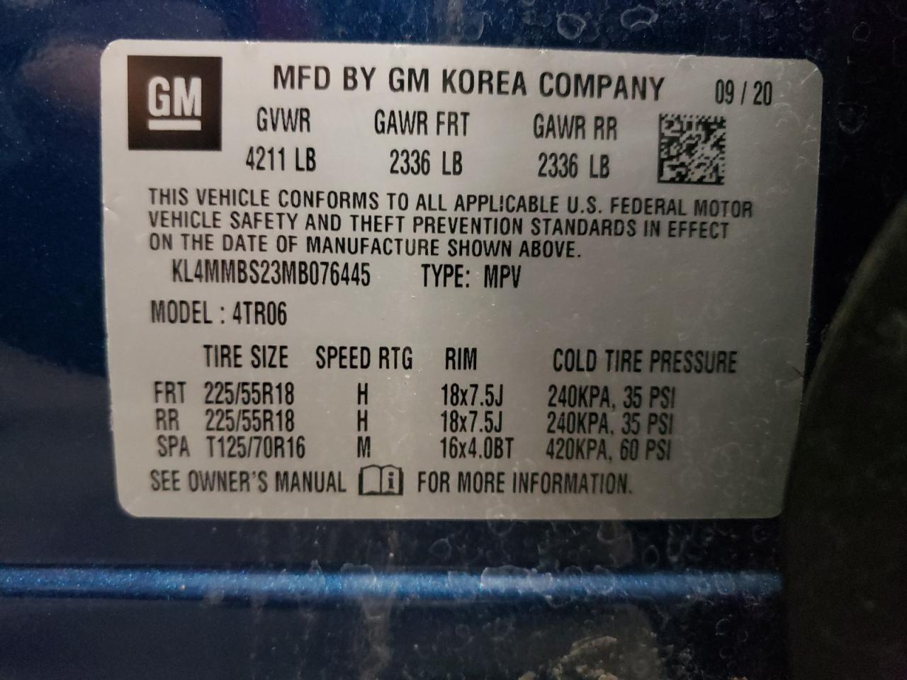 Photo 10 from auction – 2021 BUICK ENCORE GX with VIN KL4MMBS23MB076445