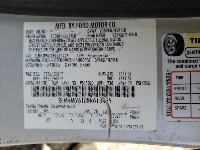 Photo 10 from auction – 2008 LINCOLN MKZ with VIN 3LNHM26T08R613425