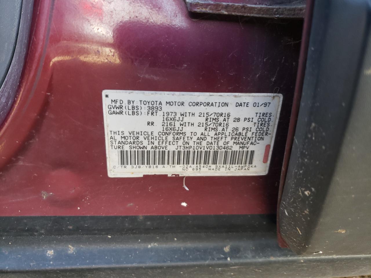 Photo 10 from auction – 1997 TOYOTA RAV4 with VIN JT3HP10V1V0130462