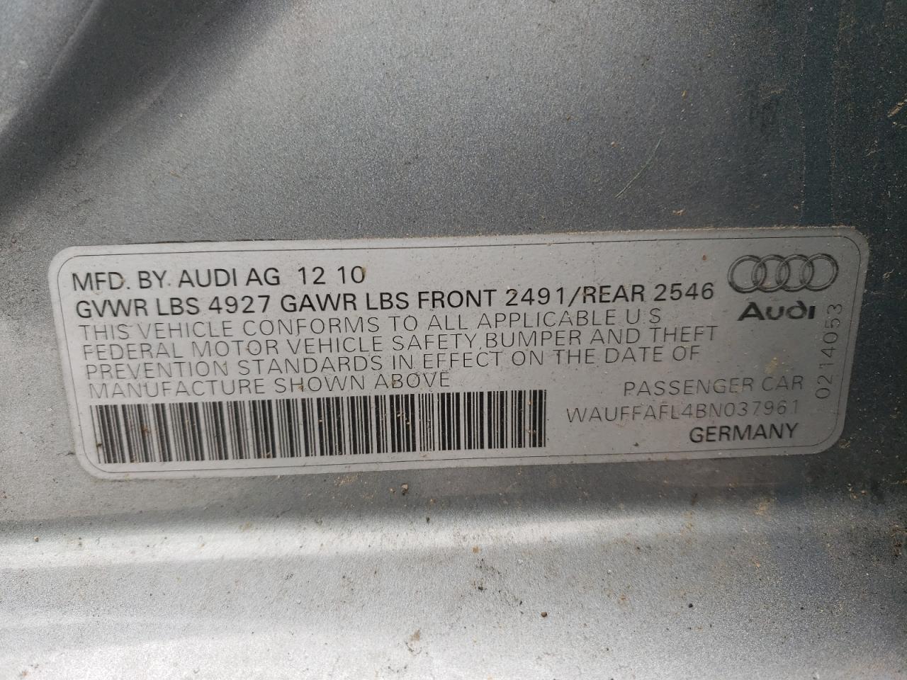 صورة رقم 10 من المزاد - 2011 AUDI A4 PREMIUM مع VIN WAUFFAFL4BN037961
