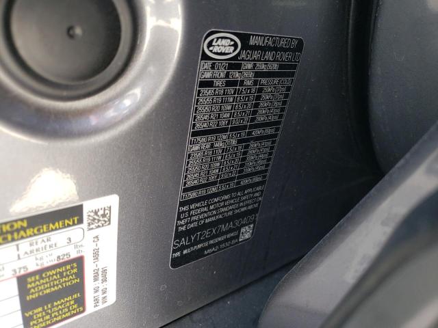 Zdjęcie 10 z aukcji – 2021 LAND ROVER RANGE ROVE z VIN SALYT2EX7MA304091