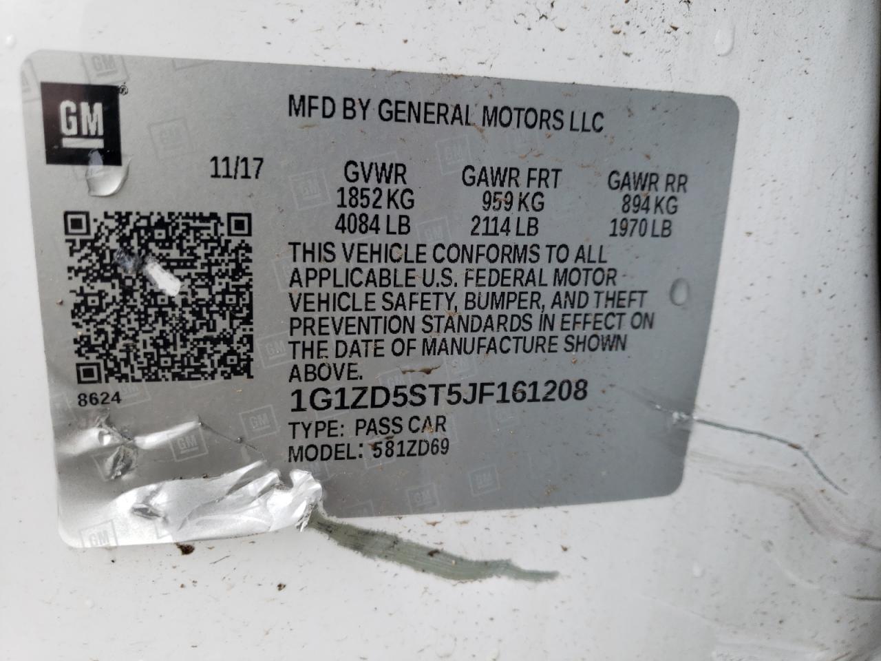 Photo 10 from auction – 2018 CHEVROLET MALIBU LT with VIN 1G1ZD5ST5JF161208