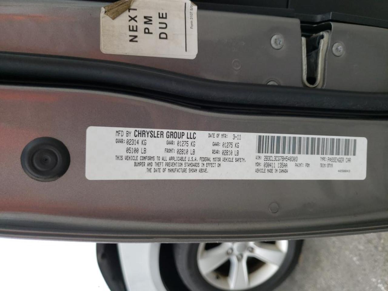 Photo 10 from auction – 2011 DODGE CHARGER with VIN 2B3CL3CG7BH548303