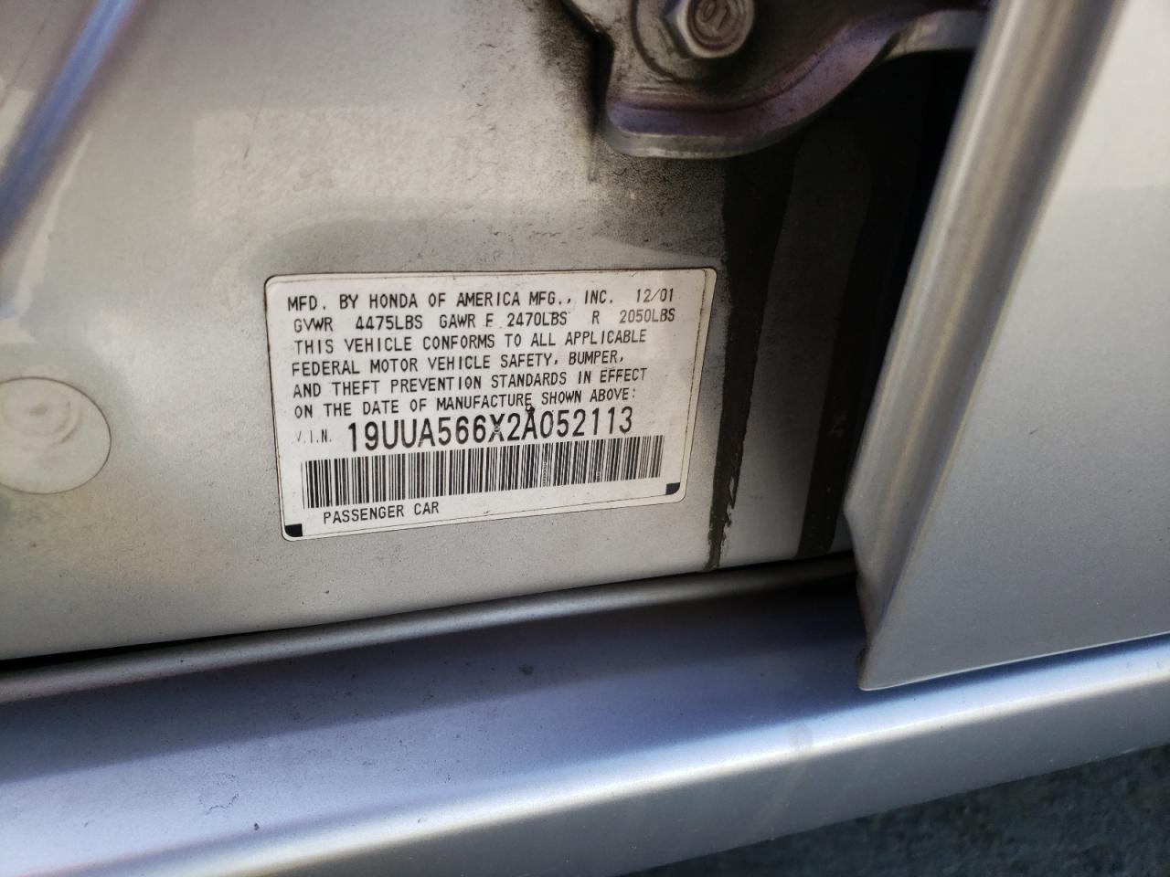 Photo 10 from auction – 2002 ACURA 3.2TL with VIN 19UUA566X2A052113
