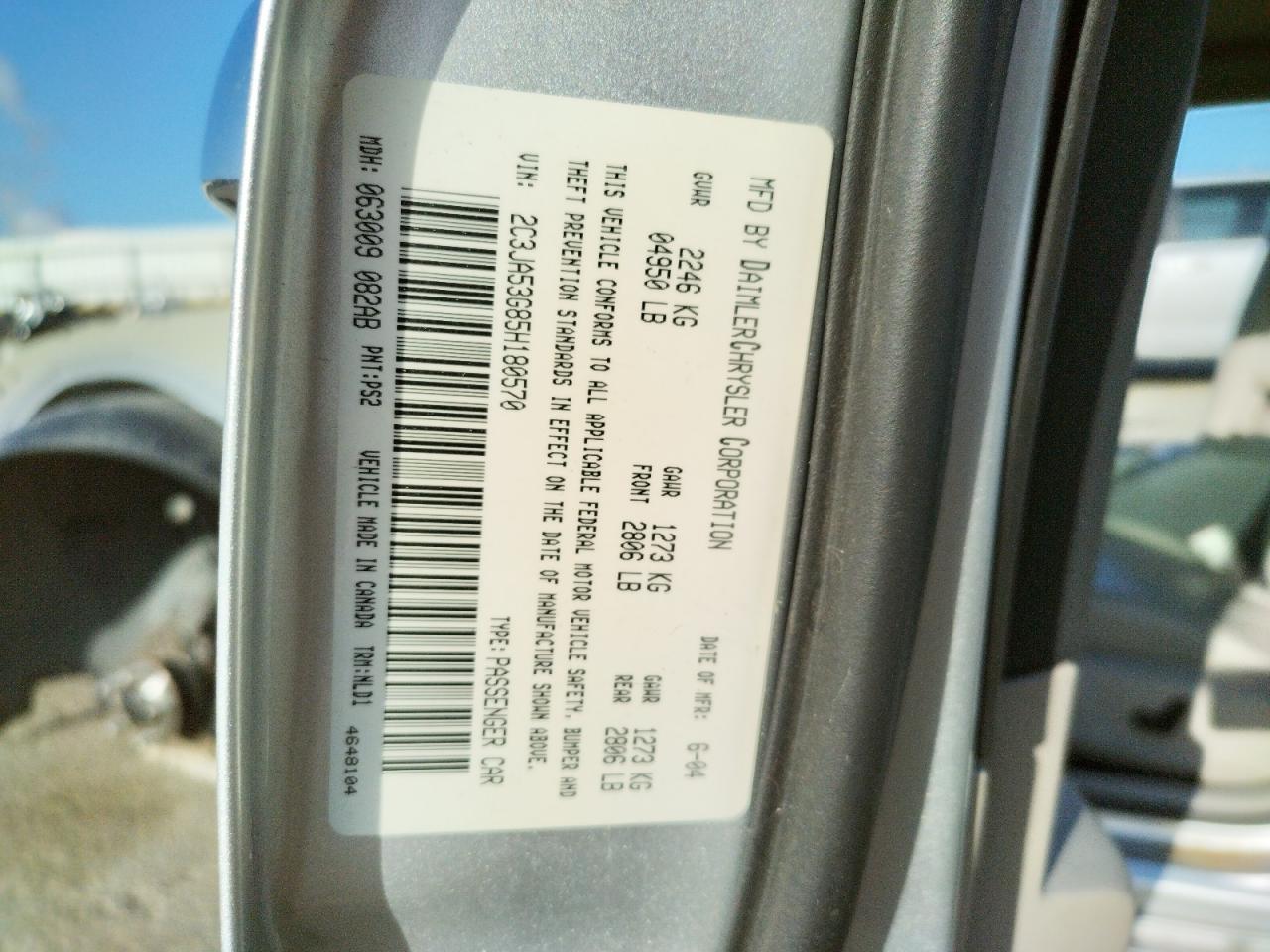Photo 10 from auction – 2005 CHRYSLER 300 TOURIN with VIN 2C3JA53G85H180570