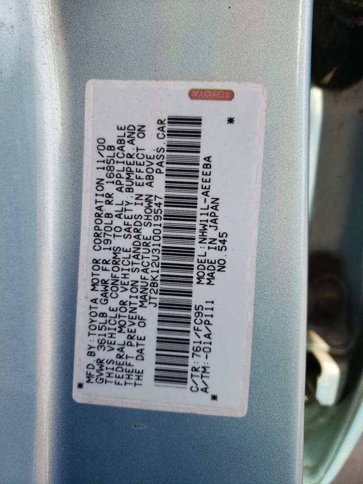 Photo 10 from auction – 2001 TOYOTA PRIUS with VIN JT2BK12U310019547
