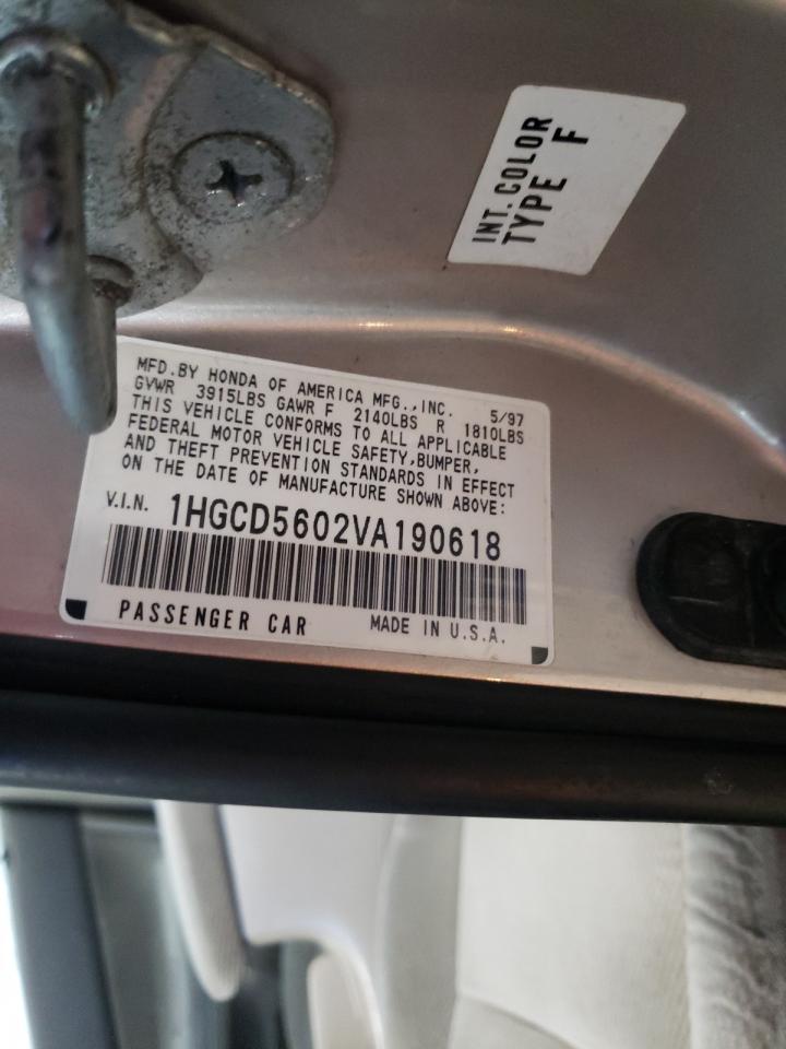 Photo 10 from auction – 1997 HONDA ACCORD SE with VIN 1HGCD5602VA190618