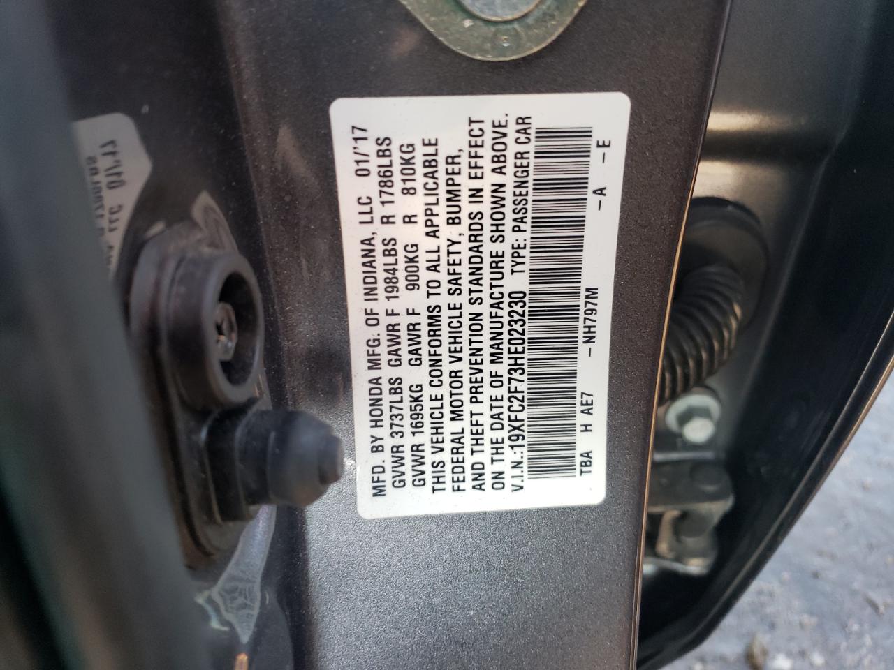 Photo 10 from auction – 2017 HONDA CIVIC EX with VIN 19XFC2F73HE023230
